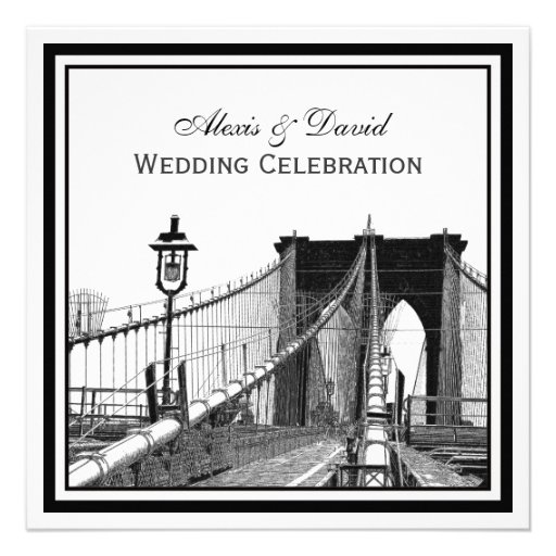 NYC Skyline Brooklyn Bridge #2 SQ Wedding Custom Announcement