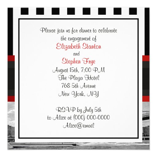 NYC Skyline Brooklyn Bridge Blk Wht P2 Engagement Invites
