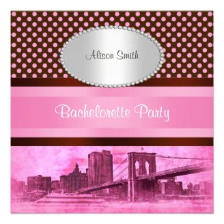 NYC Skyline Brooklyn Bridge Boat 3 Bachelorette Personalized Announcement