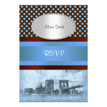NYC Skyline Brooklyn Bridge Boat 4 RSVP Personalized Invites