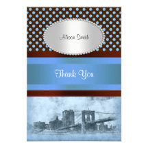 NYC Skyline Brooklyn Bridge Boat 4 Thank You Note Announcements