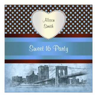 NYC Skyline Brooklyn Bridge Boat 4P Sweet 16 Announcements