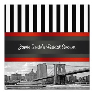 NYC Skyline Brooklyn Bridge, Boat Bridal Shower Personalized Invite
