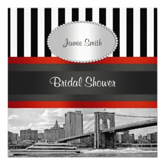 NYC Skyline Brooklyn Bridge, Boat Bridal Shower Personalized Invitations