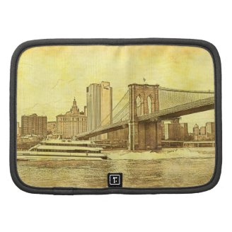 NYC Skyline Brooklyn Bridge Boat Etched Look #1 Organizers