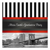 NYC Skyline Brooklyn Bridge Boat Graduation Invite