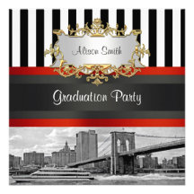 NYC Skyline Brooklyn Bridge Boat Graduation Invite