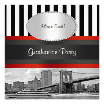 NYC Skyline Brooklyn Bridge Boat Graduation Invite