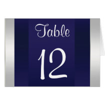 NYC Skyline BW 05 White Navy Blu Table Number Card