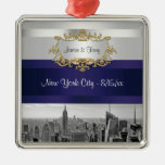 NYC Skyline BW 05 White Navy Blue Invite Suite Ornament