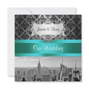 NYC Skyline BW B3 Damask Wedding Invitation F2 NYC Skyline BW B3 Damask Wedding Invitation F2 Empire State Building, Bank of America Tower
