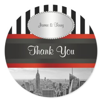 NYC Skyline BW ESB Black White Stripe P Favor Tags Stickers