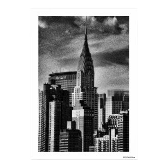 NYC Skyline: Chrysler Building, Met Life BW Poster