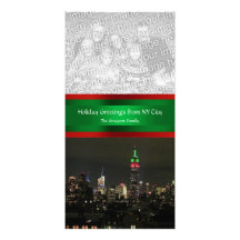 NYC Skyline, Empire State Bldg Red Grn, Your Photo Photo Card