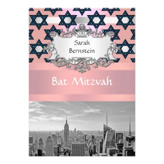 NYC Skyline Empire State Building Bat Mitzvah #1 Custom Invites