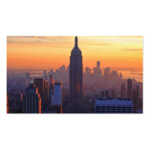 NYC Skyline: Empire State Building Orange Sunset 2 Business Card Template