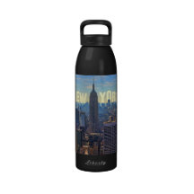 NYC Skyline Empire State Building, World Trade 2C Water Bottles