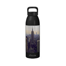 NYC skyline Empire State Building, WTC 4 Water Bottles