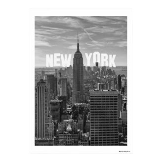 NYC Skyline Empire State Building, WTC BW 2C Poster