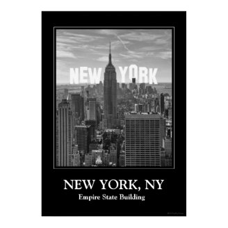 NYC Skyline Empire State Building, WTC BW 2C Poster