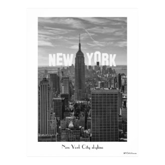 NYC Skyline Empire State Building, WTC BW 2C Poster