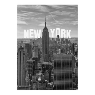 NYC Skyline Empire State Building, WTC BW 2C Print
