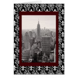 NYC Skyline Empire State Building WTC BW Damask Card
