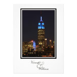 NYC Skyline ESB, 30 Rock in Blue Wedding Personalized Invitations