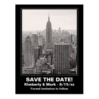 NYC Skyline ESB BW 1 Save the Date Postcard
