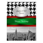 NYC Skyline ESB BW Blk Wht Houndstooth P Christmas Post Cards