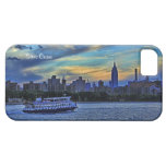 NYC Skyline: ESB, Smokestacks & Boat, Twilight Sky iPhone 5 Cover