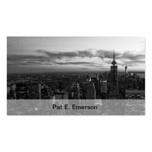 NYC Skyline, ESB WTC at Sunset BW Business Card (front side)