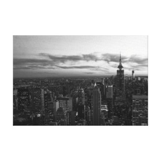 NYC Skyline, ESB WTC at Sunset BW Canvas Print
