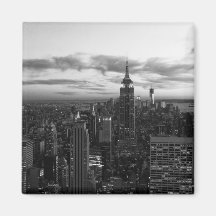 NYC Skyline, ESB WTC at Sunset BW Fridge Magnets