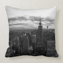 NYC Skyline, ESB WTC at Sunset BW Pillows