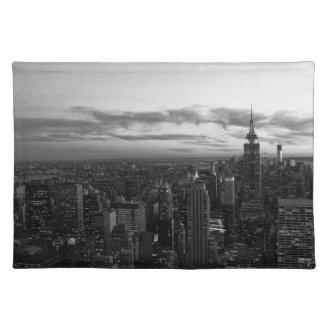 NYC Skyline, ESB WTC at Sunset BW Placemat