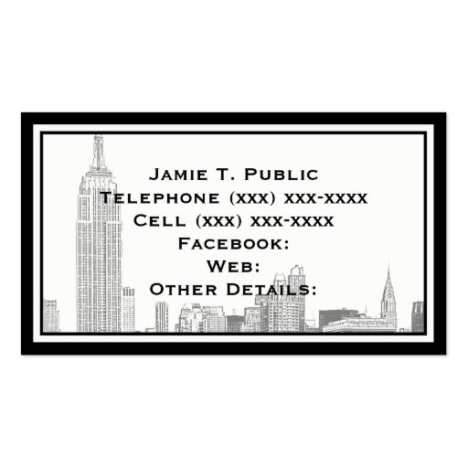 NYC Skyline Etched 01 Business Card (back side)