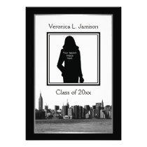 NYC Skyline Etched BW ESB Chrys Photo Graduation Card