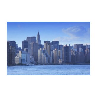 NYC Skyline From East River: Chrysler, Met Life Canvas Prints