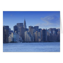 NYC Skyline From East River: Chrysler, Met Life Card