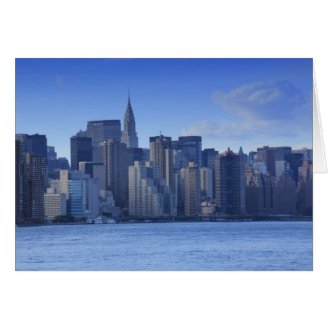 NYC Skyline From East River: Chrysler, Met Life Card