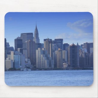 NYC Skyline From East River: Chrysler, Met Life Mousepads
