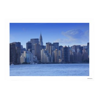 NYC Skyline From East River: Chrysler, Met Life Posters