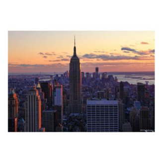 NYC Skyline just before sunset Poster