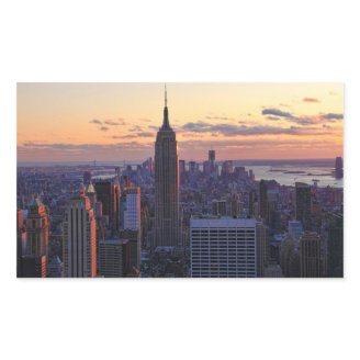 NYC Skyline just before sunset Rectangle Sticker