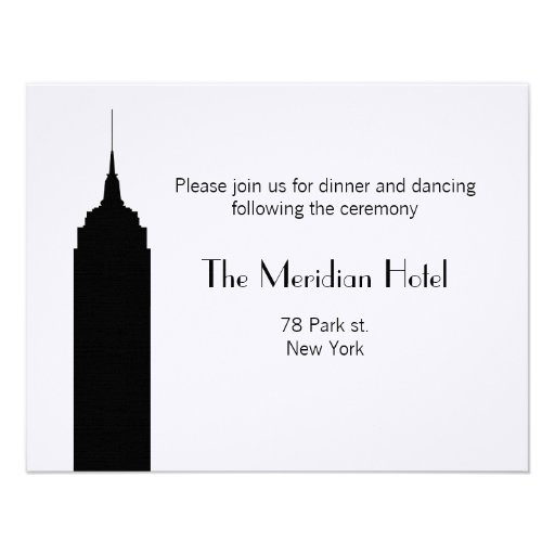 NYC Skyline Recption Card - Empire State Building Invite