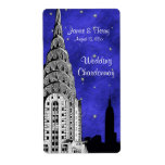 NYC Skyline Silhouette Blue Starry 3 Wine Label