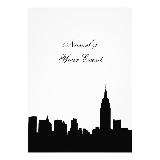 NYC Skyline Silhouette, ESB #1 BW V2 Party Invite