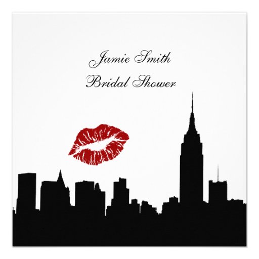 NYC Skyline Silhouette, Kiss ESB Bridal Shower SQ Personalized Invitation