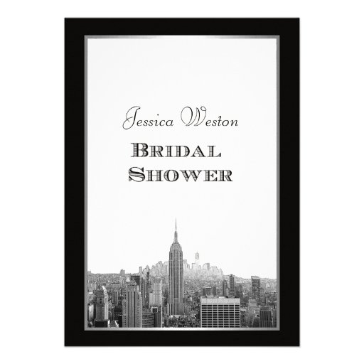 NYC Skyline Top of the Rock ESB Etch Bridal Shower Invitation